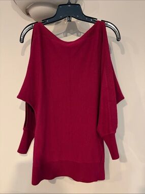 Costa Blanca Off-Shoulder Sweater in Deep Berry Red